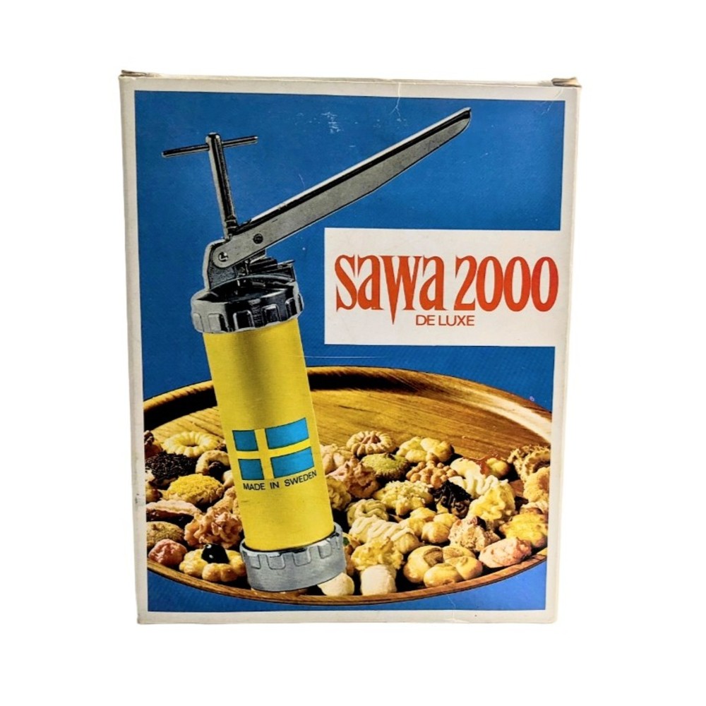 Sawa 2000 Cookie Press Deluxe Spritz Metal Sweden Christmas Gun Baking Vintage